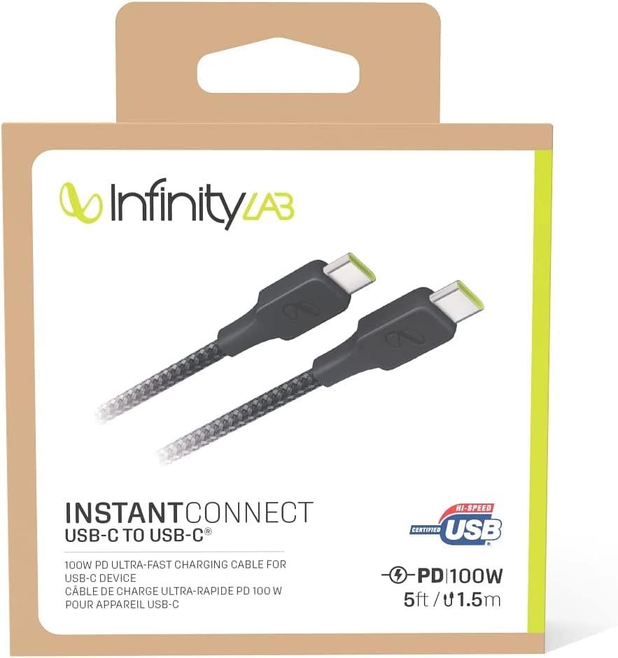InfinityLab InstantConnect Kablo USB-C USB-C 100W 1.5M, Siyah