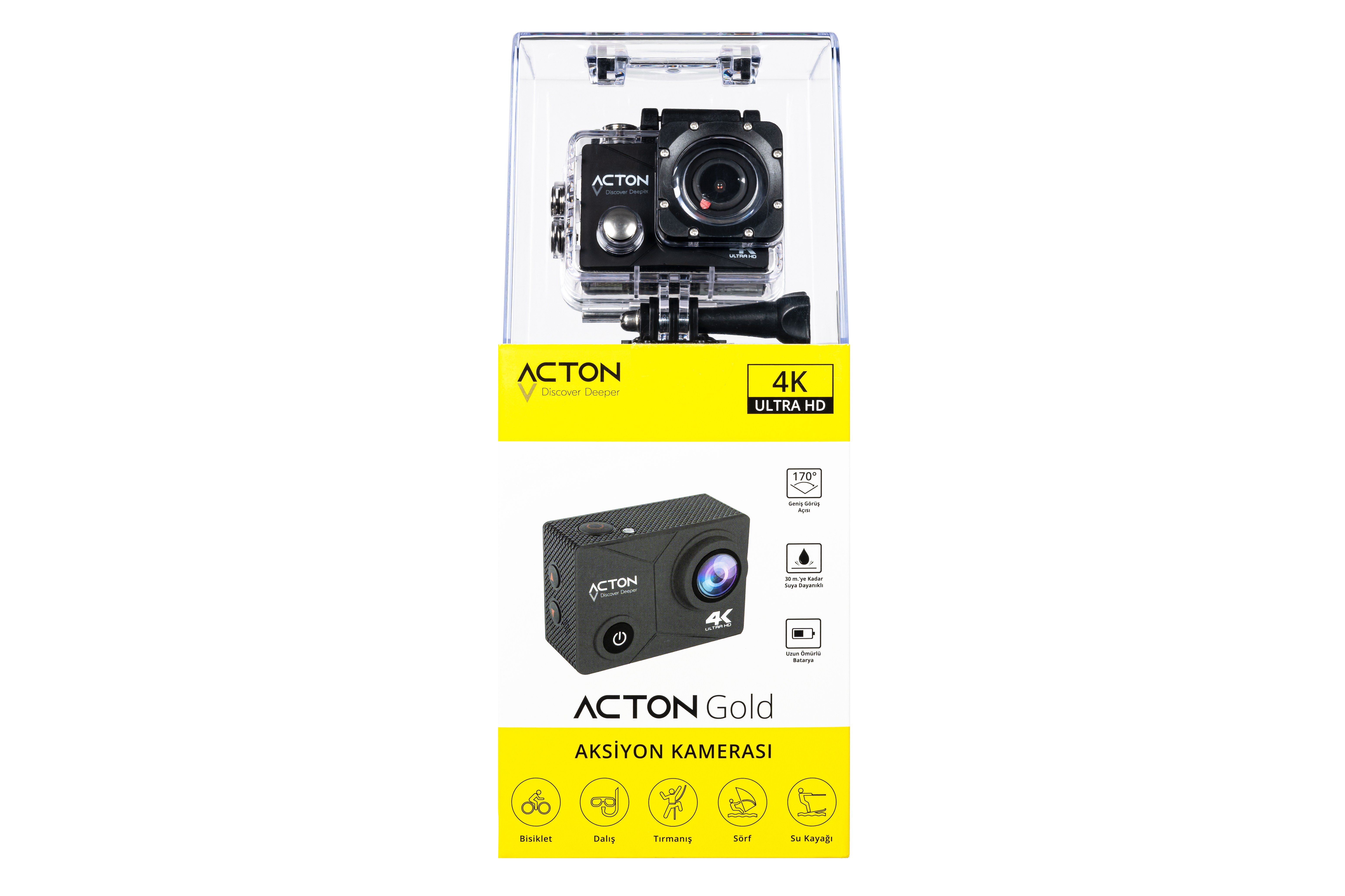 Acton Gold 4K Wifi Aksiyon Kamerası - Siyah