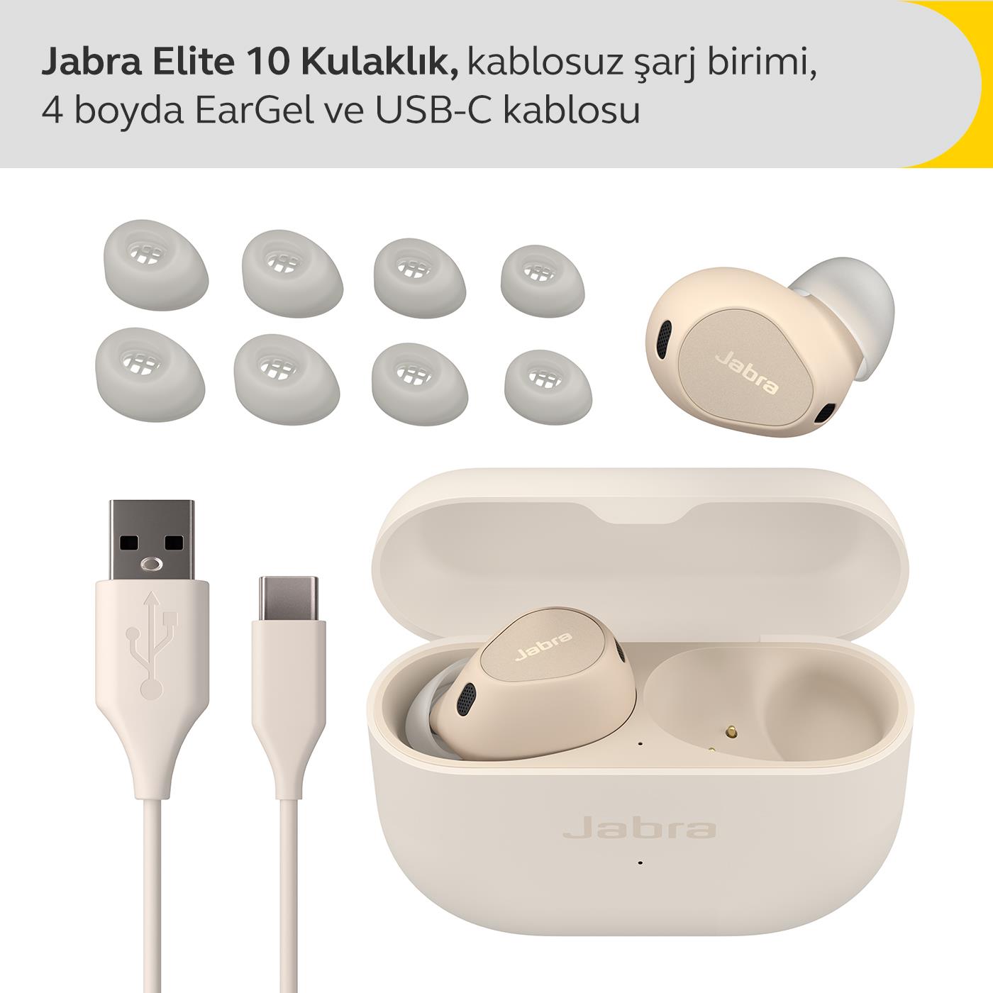 Jabra Elite 10 Comfortfit Bluetooth Kulaklık - Krem