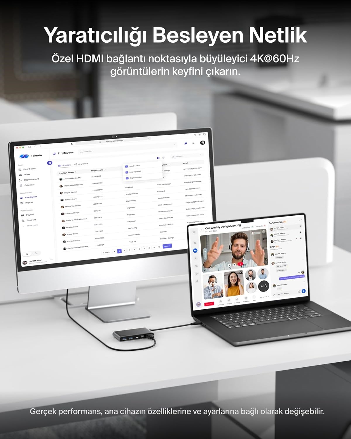 Belkin USB-C Hub, 5 Portlu, 60 Hz'de 4K HDMI Ekran Desteği, 100W Güç İletimi, 5Gbps  USB-C Çoklu Port Adaptörü, Gri