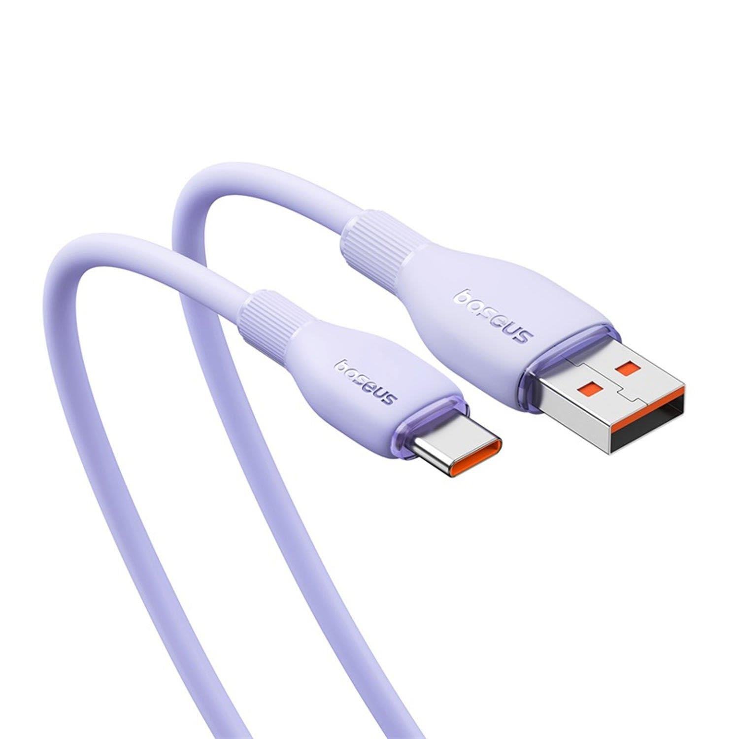 Baseus Pudding Hızlı Şarj Özellikli USB Type-C 100W Kablo 1.2M Mor
