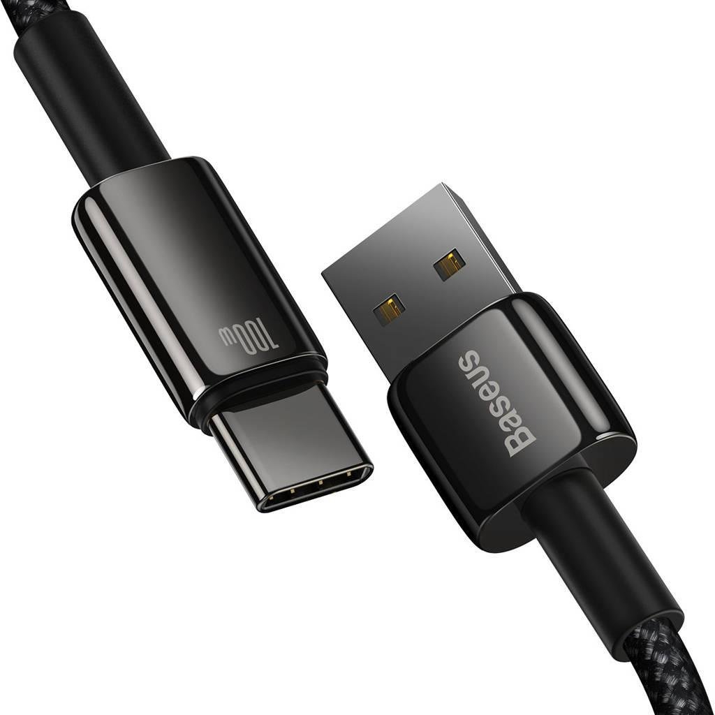Baseus Tungsten Gold Hızlı Şarj Data Kablosu USB to Type-C 100W 2m Siyah