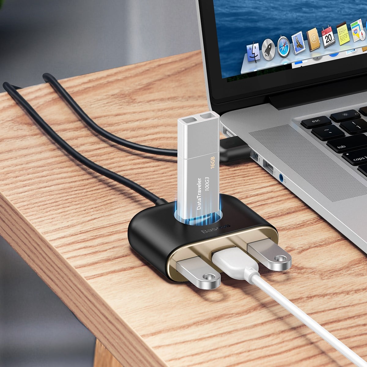 Baseus CAHUB-AY01 Square Round 4in1 USB Hub Adaptör (USB 3.0)