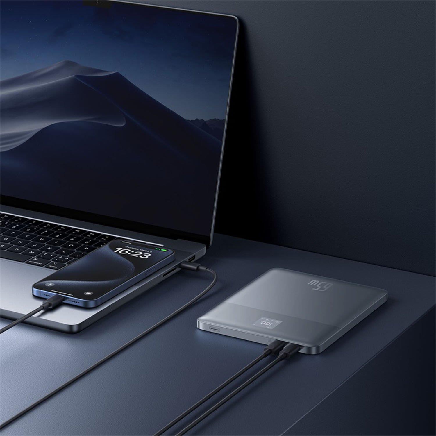 Baseus Blade2 65W 12.000 mAh Dijital Ekranlı Powerbank Gümüş