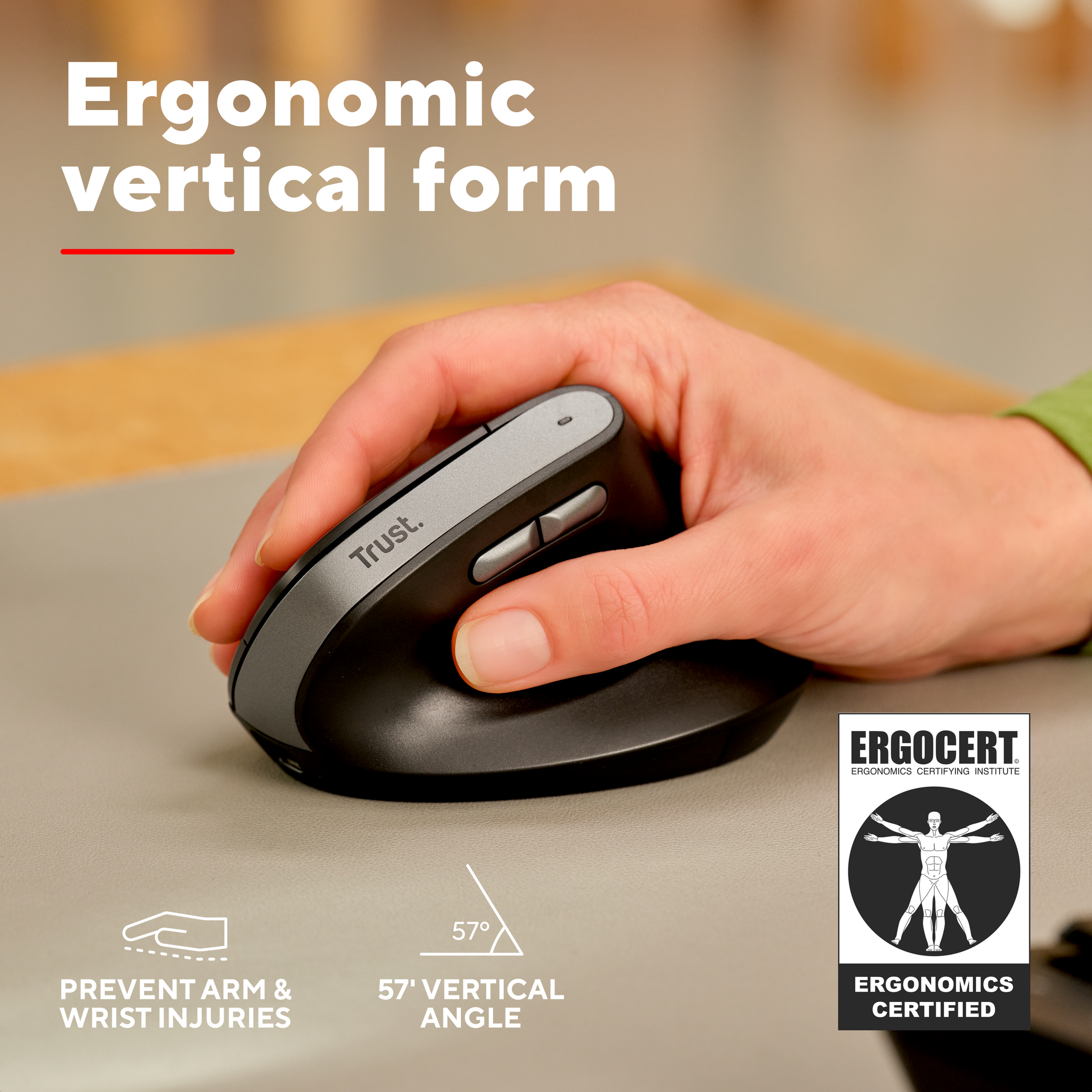 Trust Bayo + Ergonomik Kablosuz Mouse-Siyah