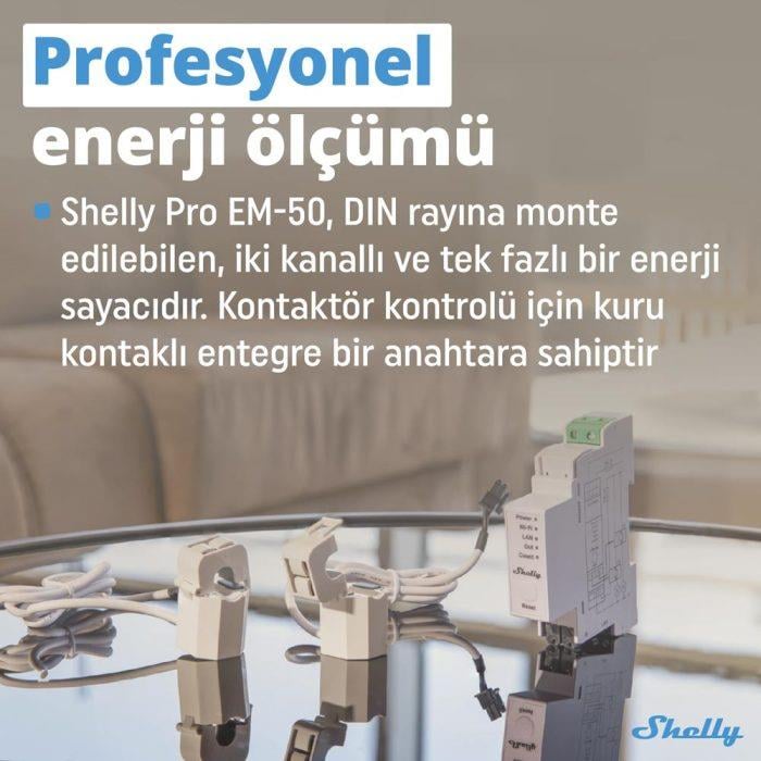 Shelly Pro EM-50 1 Faz Enerji Ölçer