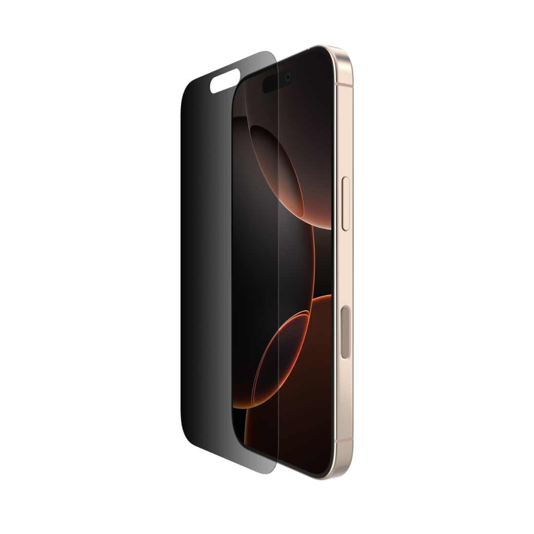 Belkin OVA169HQ ScreenForce InvisiGlass iPhone 16 Pro Uyumlu (Kolay Hizalama Tepsili) Privacy Ekran Koruyucu