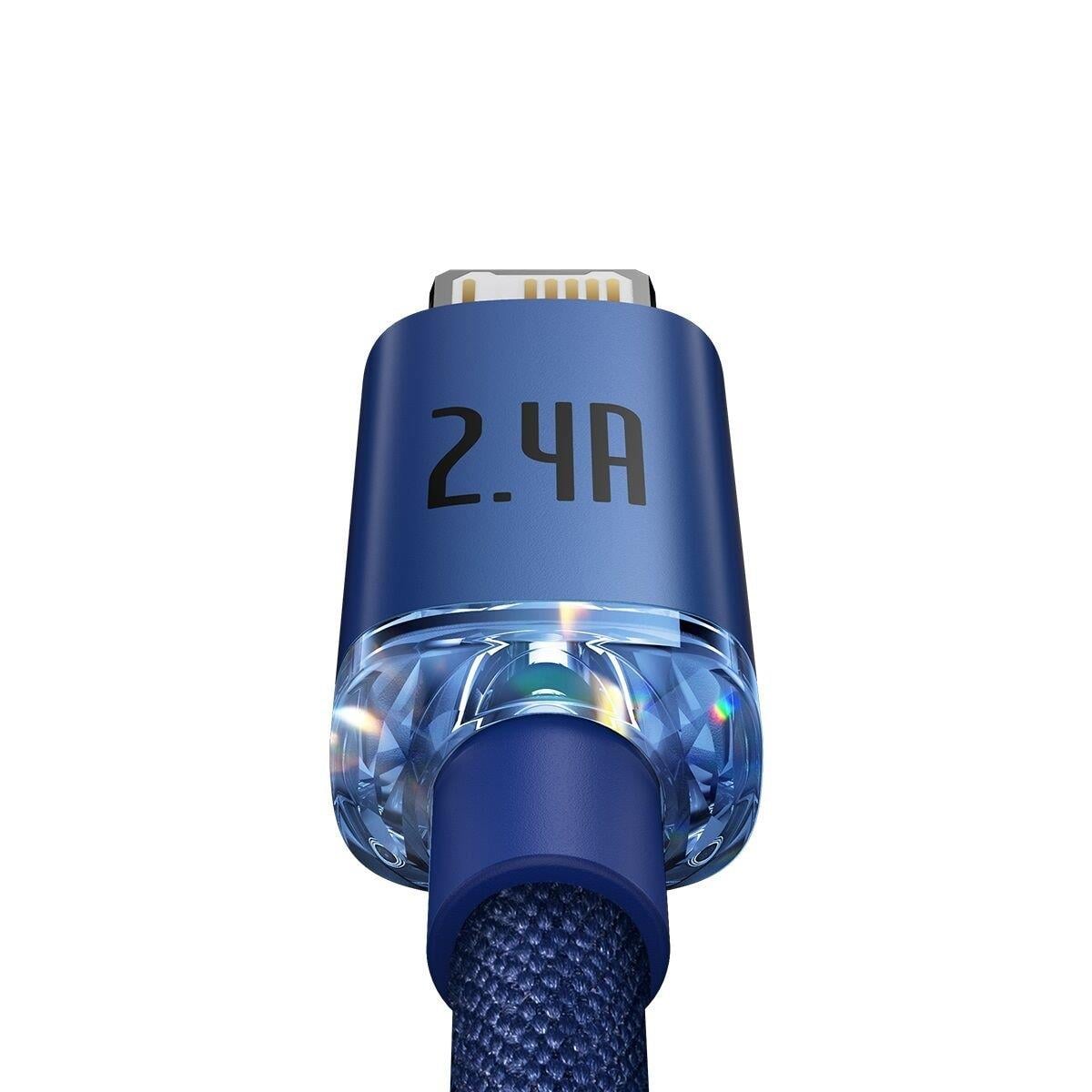 Baseus Crystal Shine 2.4A 1.2 M Lightning Şarj Kablosu Mavi