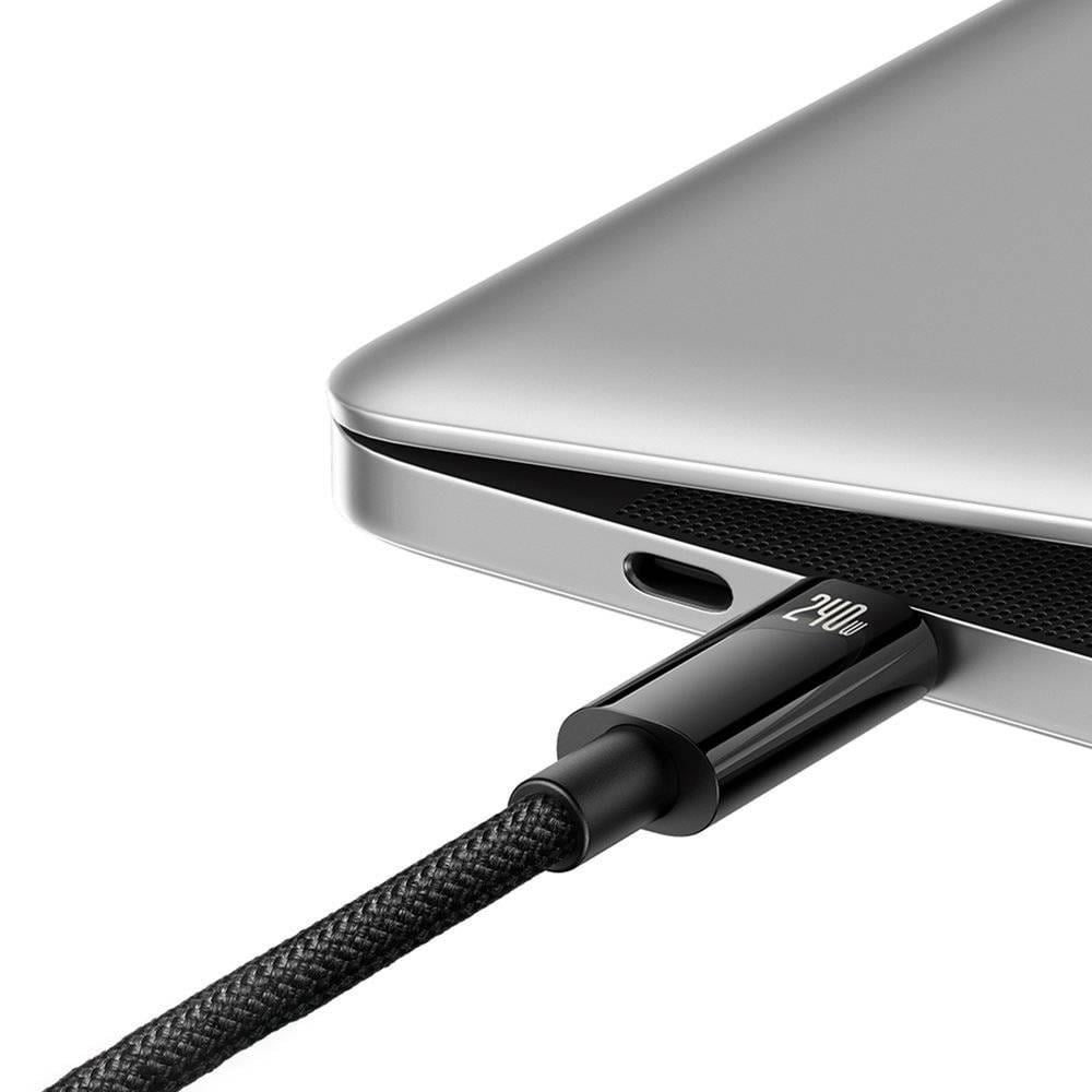 Baseus Tungsten Gold Hızlı Şarj Data Kablosu Type-C to Type-C 240W 3m Siyah
