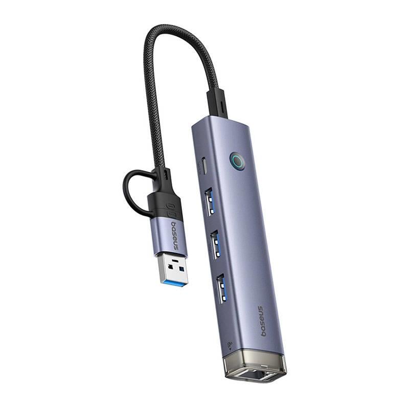 Baseus UltraJoy 4'ü 1 arada Hub USB-A&USB-C - 3xUSB3.0+USB-C+RJ45
