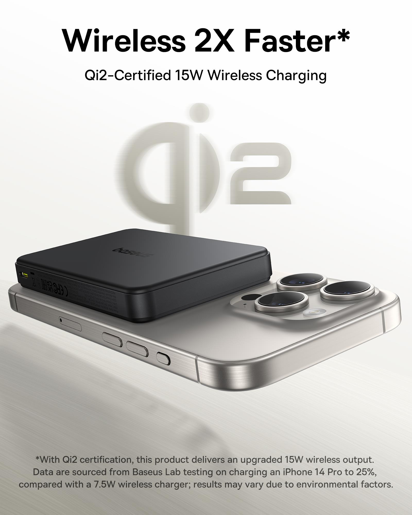 Baseus Airpow II Qi2 10000mAh MagSafe Powerbank 15W Kablosuz + 22,5W USB-A + 20W PD USB-C, Siyah