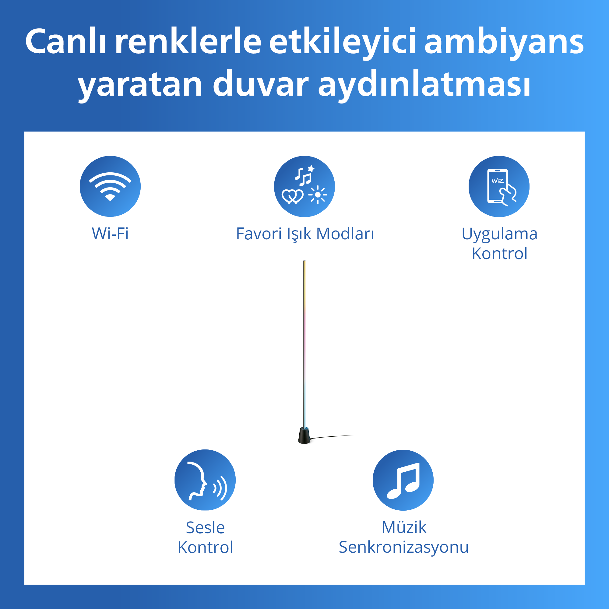 Philips Smart Lighting RGBIC Lambader 1,4 metre - Google Home, Alexa, HomeKit ve Matter uyumlu