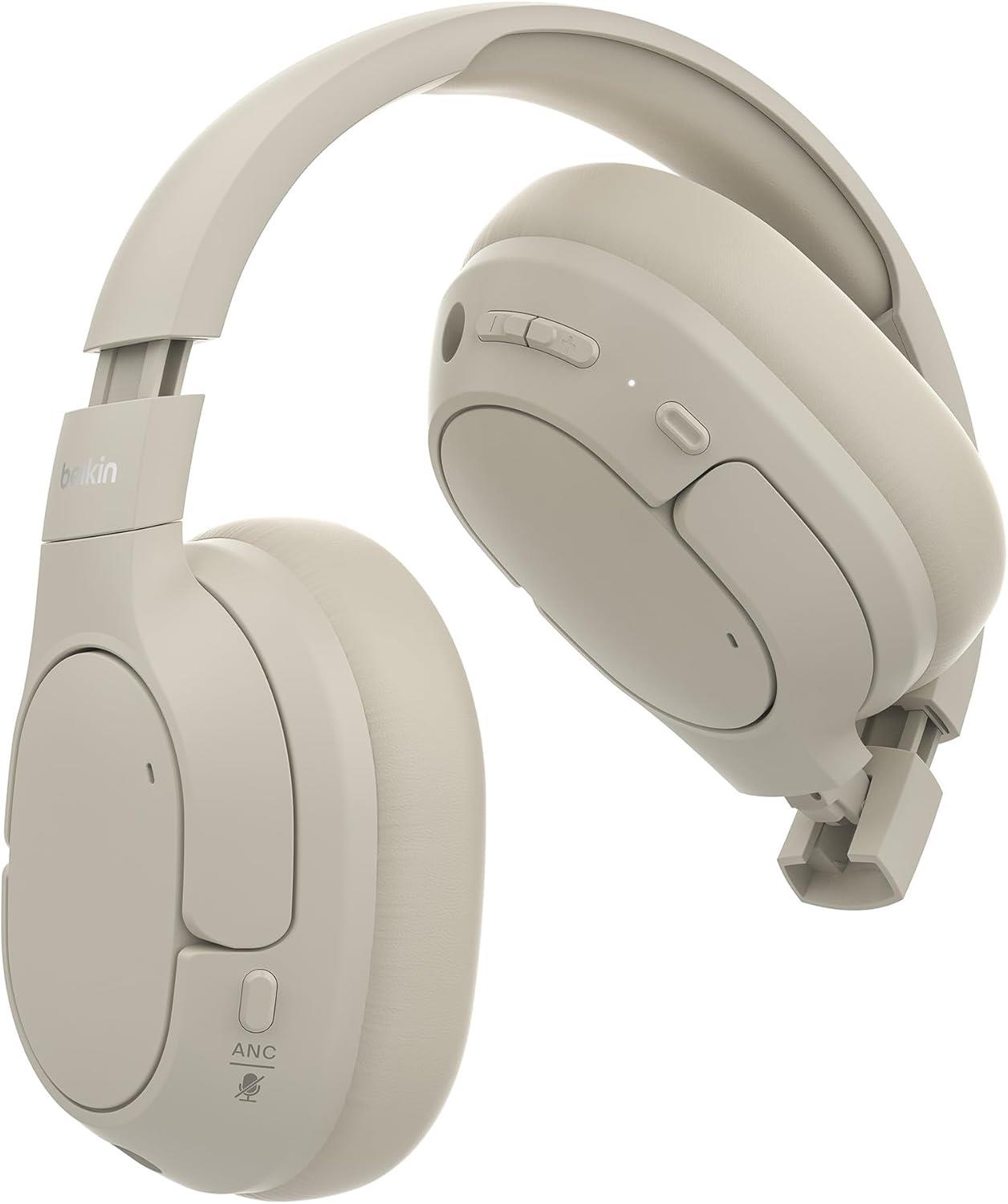 Belkin SoundForm Isolate Noise Cancelling Kablosuz Bluetooth kulaklık, Kum rengi