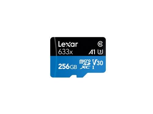 LEXAR 256GB LSDMI256BB633A 633X MIKRO SDXC UHS-I WITH SD ADAPTER 100MB/S READ 45MB/S WRITE C10 A1 V30 U3