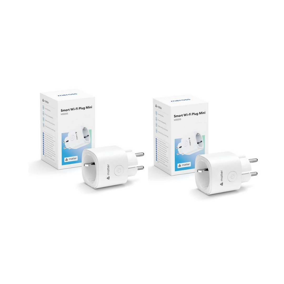 Meross Matter Akıllı Wi-Fi Mini Priz 2'li Paket (Apple HomeKit, Alexa ve Google Home Destekli)