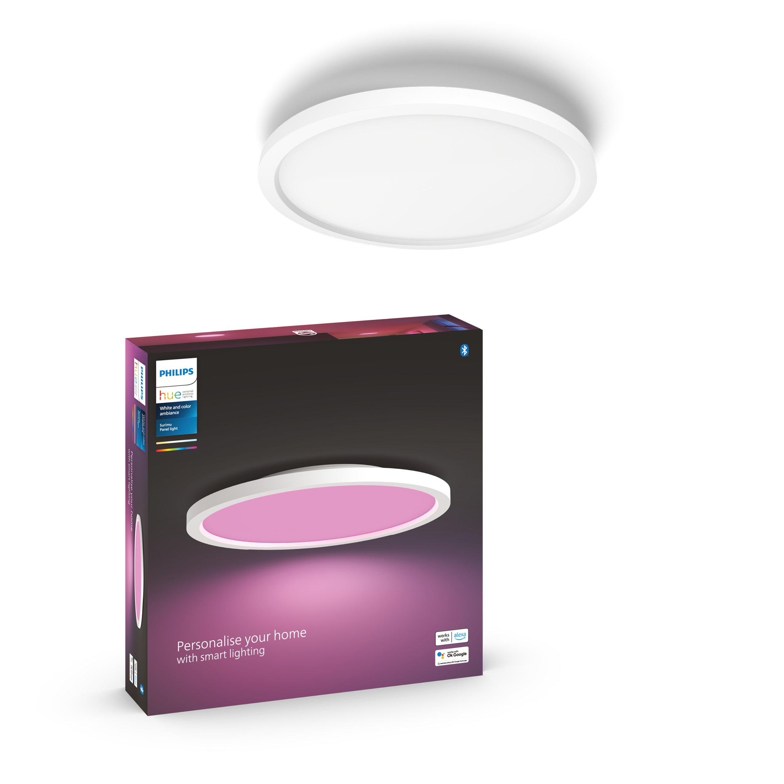 Philips Hue Surimu Beyaz Sıva Üstü RGB Akıllı LED Yuvarlak Panel Tavan Armatürü 40 cm çapında 2850 Lumen