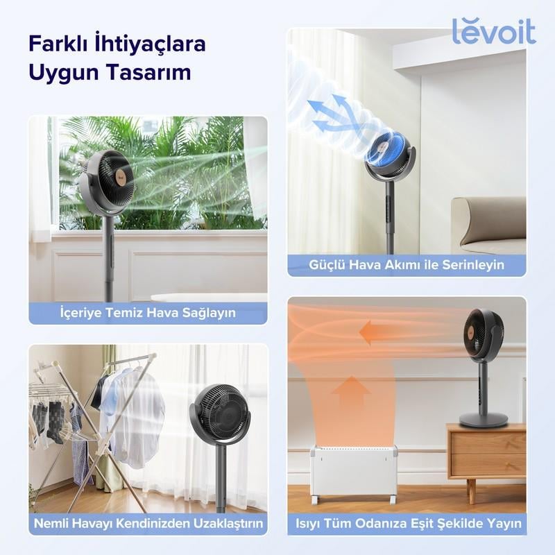 Levoit Pedestal Circulator Vantilatör Gri