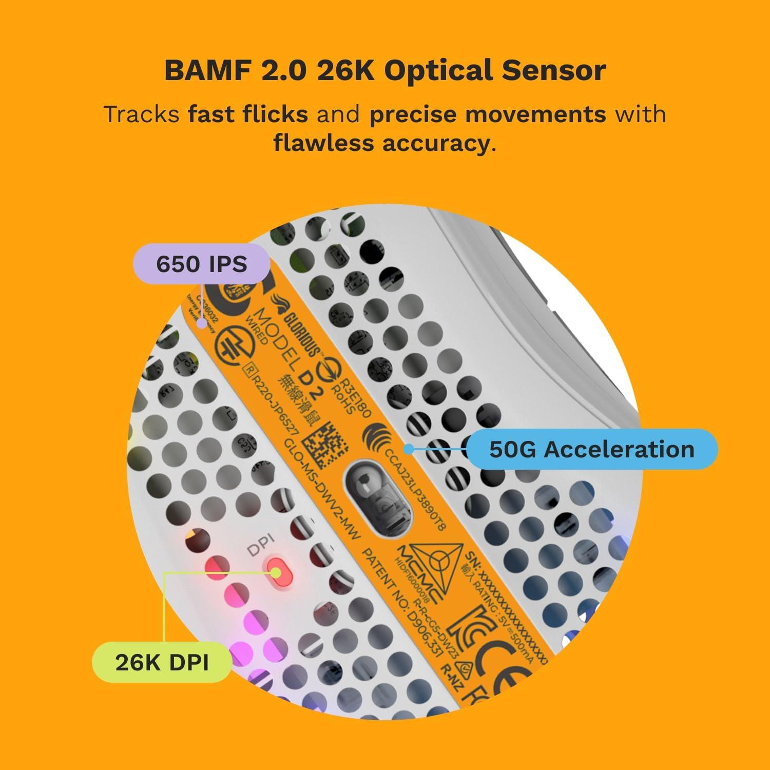 Glorious Model D2 Kablolu Gaming Mouse - Mat Beyaz (GLO-MS-DV2-MW)