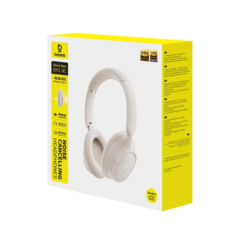 Baseus Bass BH1 NC Wireless Noise Cancelling Headphones Starlight Off-Beyaz