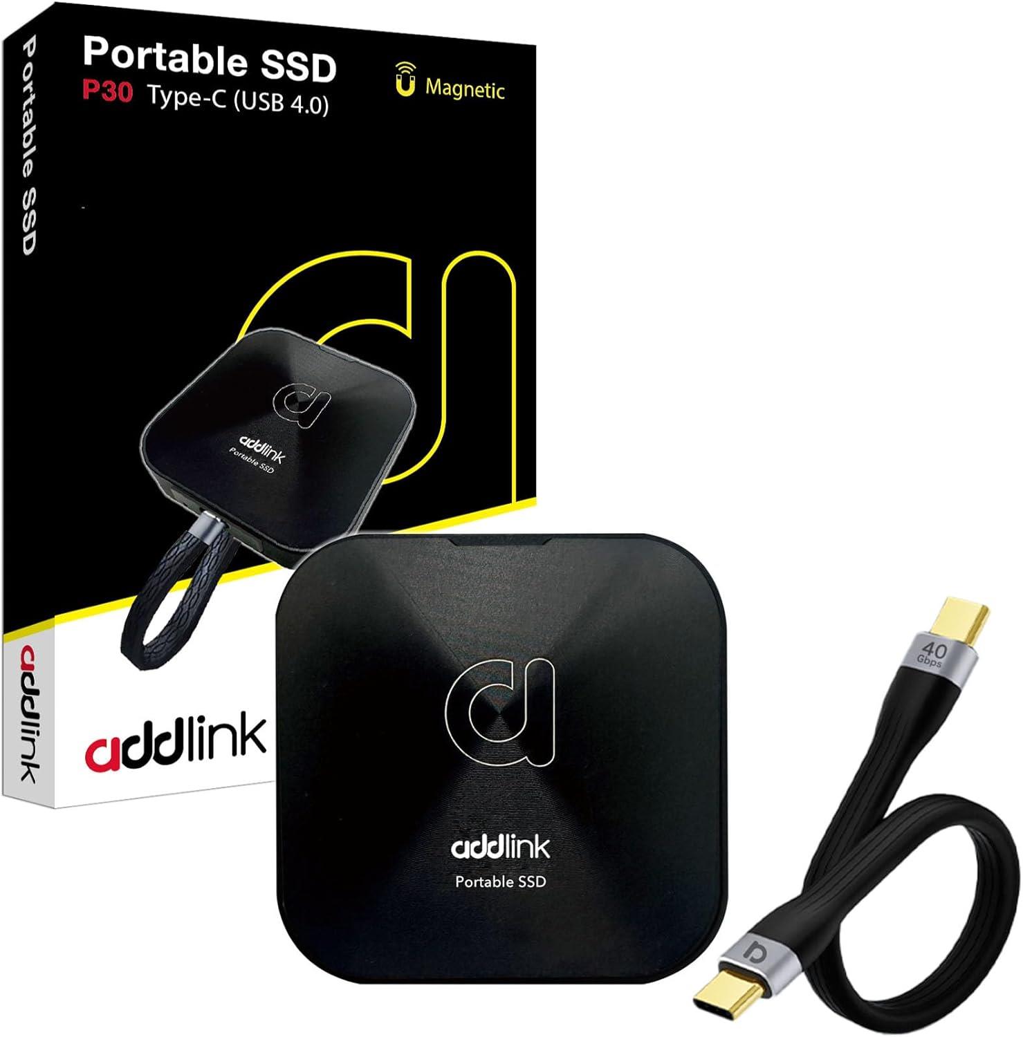 Addlink P30 2TB 4000-3600 MB/s USB 4.0 (40Gbps) Type-C Portable Taşınabilir SSD AD2TBP30B4K