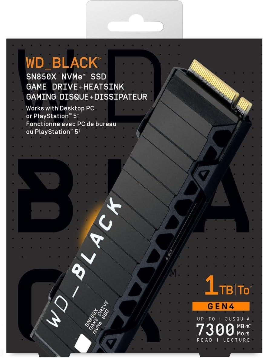 WD 1TB WD_BLACK SN850X 7300-6300MB/s Gaming Internal NVMe PCIe Gen4 x4 SSD - WDBB9H0010BNC-WRSN
