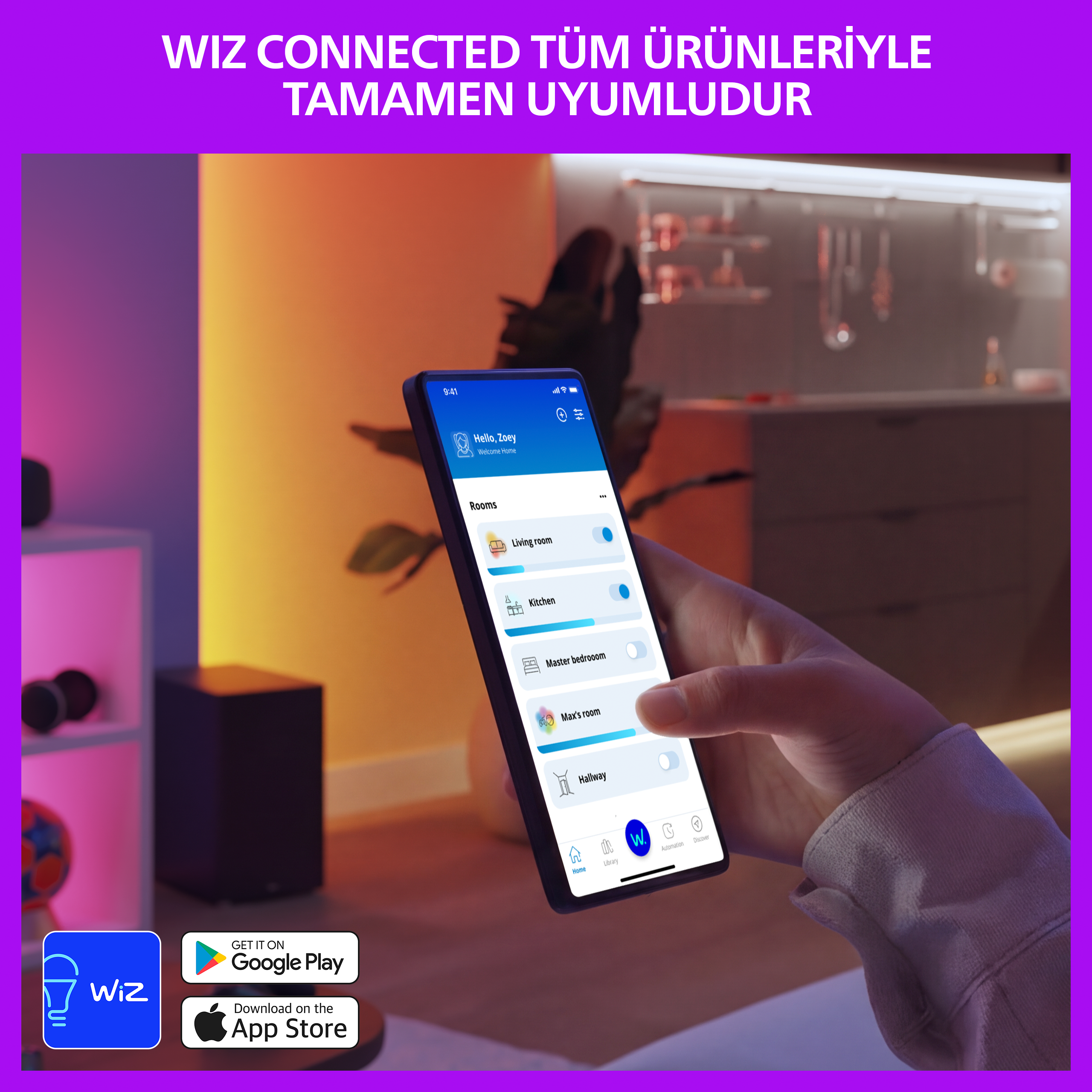 Philips Smart Lighting LED Ampul A60 E27 100W Eşdeğer RGB - Google Home, Alexa, HomeKit ve Matter uyumlu