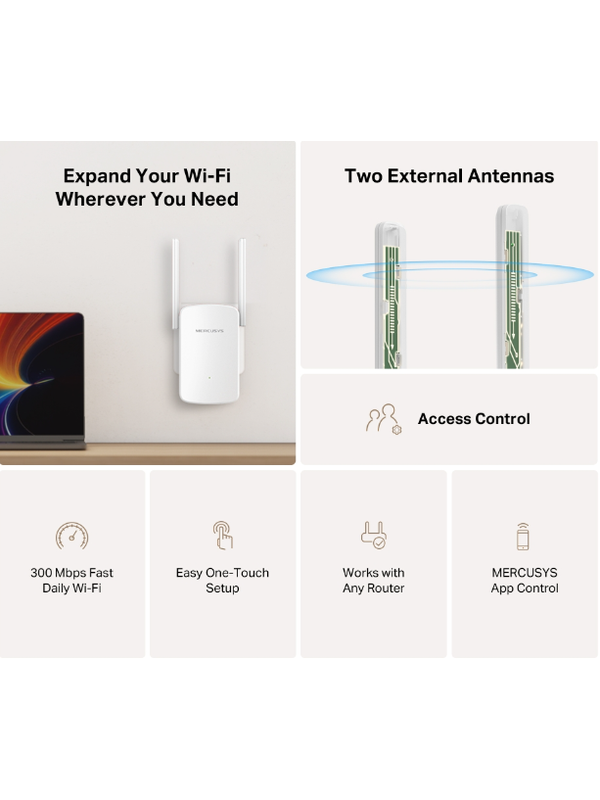 Mercusys ME12 300 Mbps Wi-Fi Menzil Genişletici