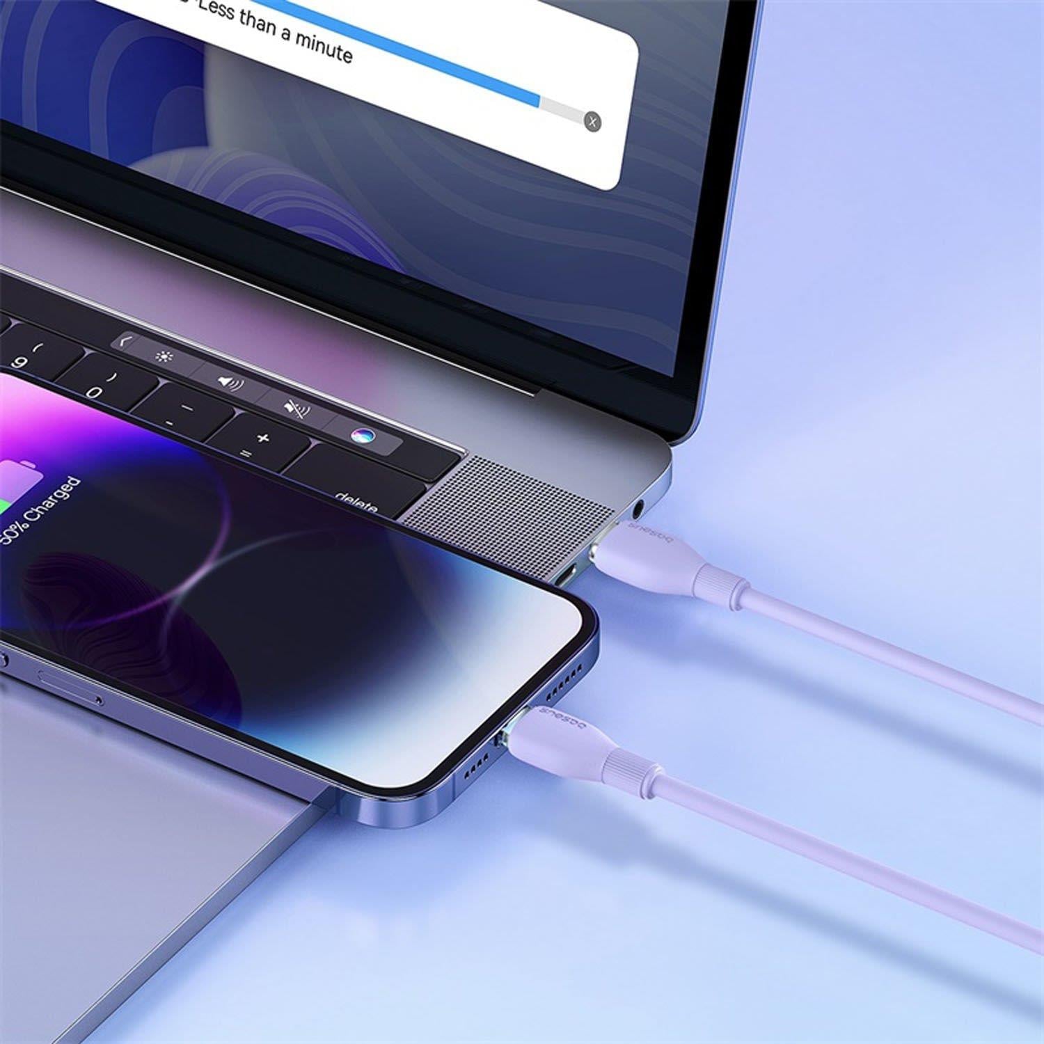 Baseus Pudding Hızlı Şarj Özellikli Type-C to Lightning 20W Kablo 1.2 M Mor
