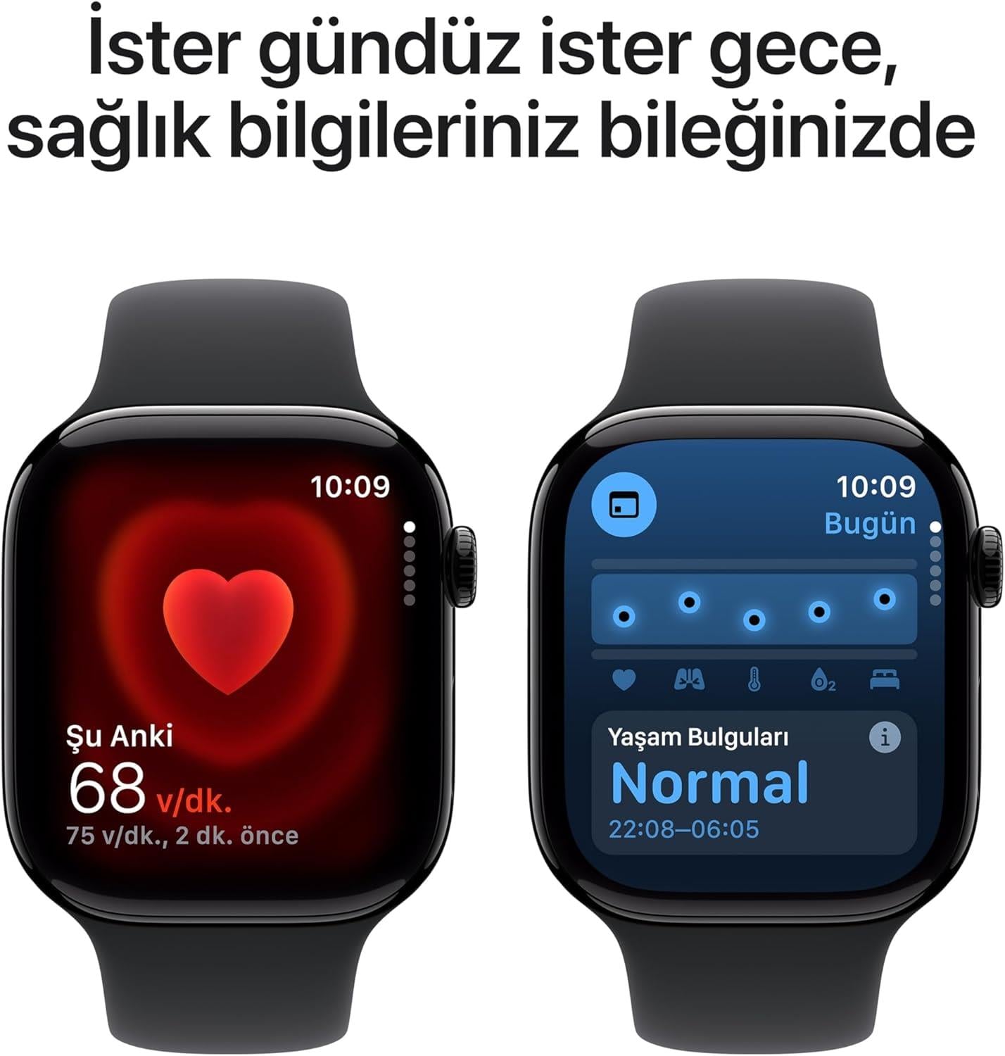 Apple Watch Series 10 GPS 46 mm Simsiyah Kasa Akıllı Saat ve Siyah Spor Kordon - M/L