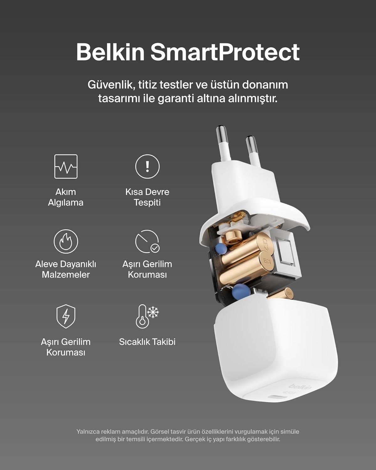 Belkin Kompakt 45 W USB-C Güç İletimli Hızlı Şarj, Beyaz
