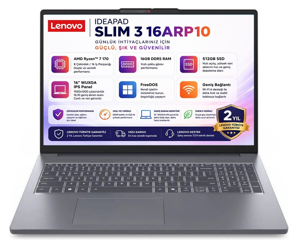 Lenovo IdeaPad Slim 3 16ARP10 AMD Ryzen 7 170 16GB 512GB SSD 16