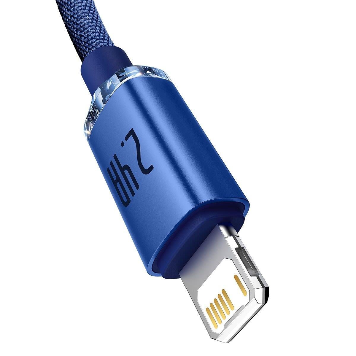 Baseus Crystal Shine 2.4A 1.2 M Lightning Şarj Kablosu Mavi