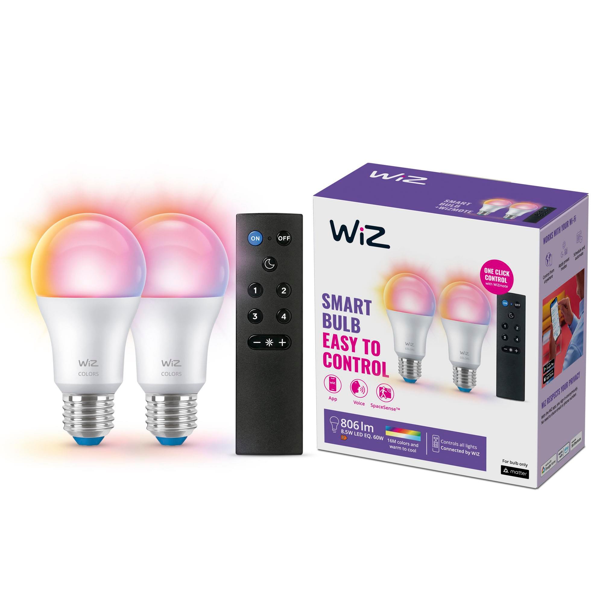 Wiz 8.5W (60W eşdeğer) A60 E27 Akıllı Ampul (2'li Paket)
