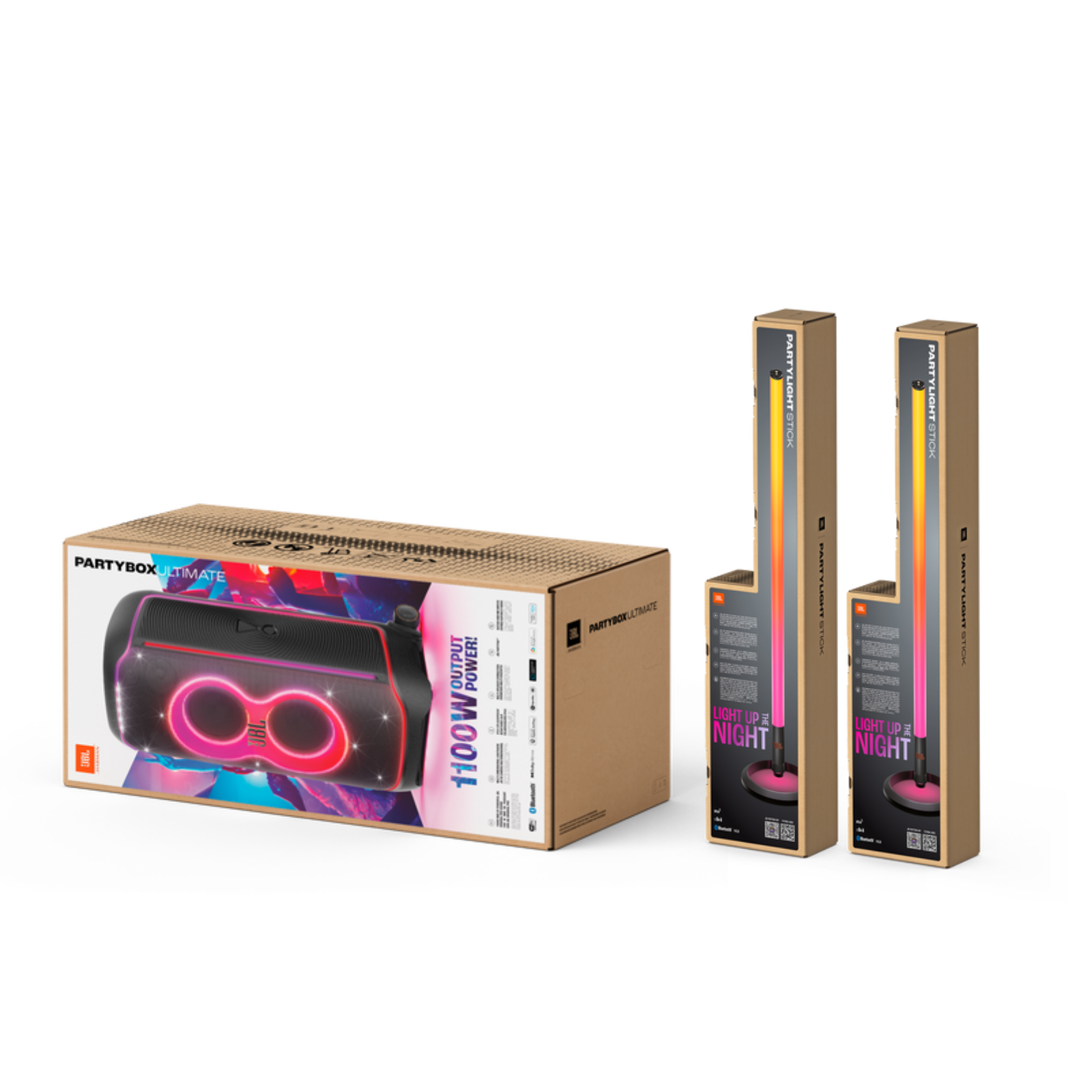 JBL PartyBox Ultimate Hoparlör ve 2x JBL PartyLight Stick Aydınlatma Çubuğu