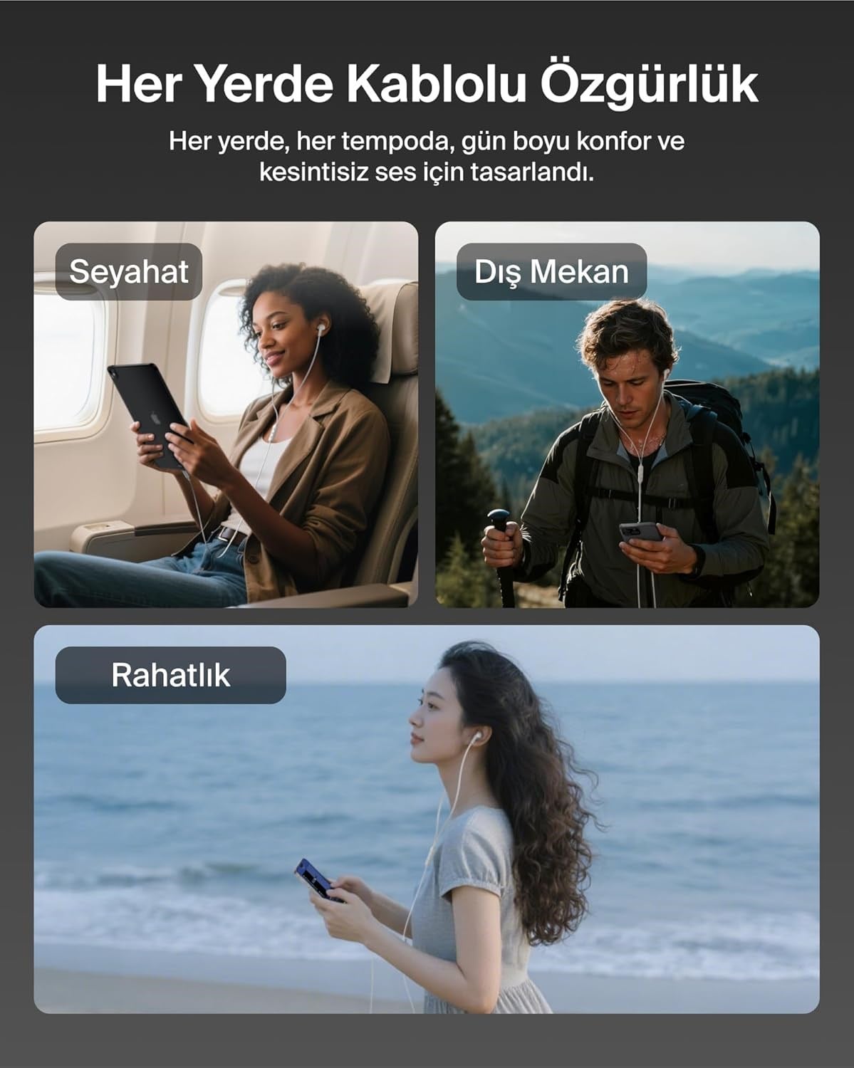 Belkin SoundForm ANC  USB-C Bağlantılı, Mikrofonlu Kulakiçi Kablolu Kulaklık, Beyaz