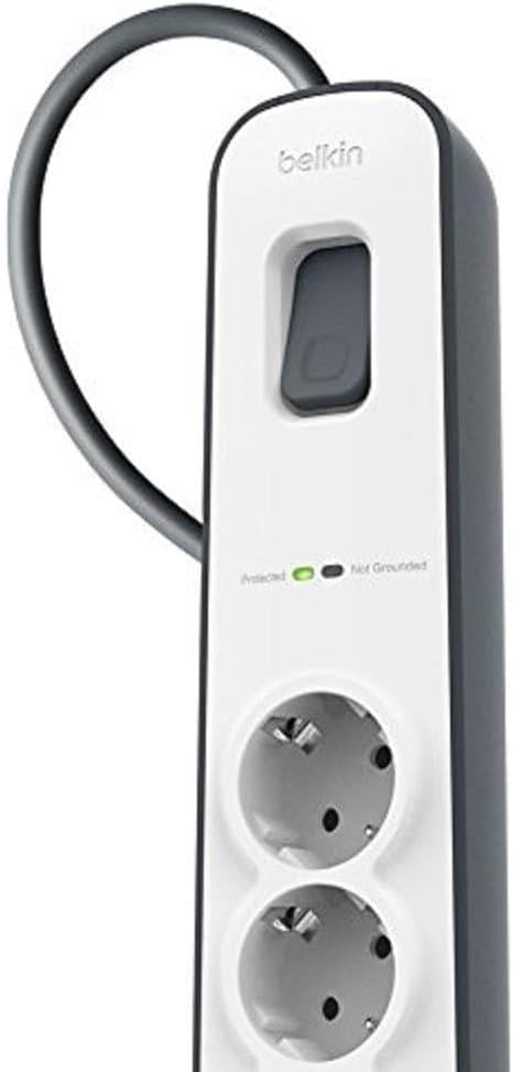 Belkin Surge Plus 4'lü Priz, yüksek gerilim korumalı (2,4 A, 2 m kablolu 2 USB bağlantısı dahil) 