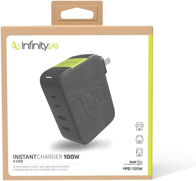 InfinityLab InstantCharger 100W 4 USB Şarj Cihazı, Siyah