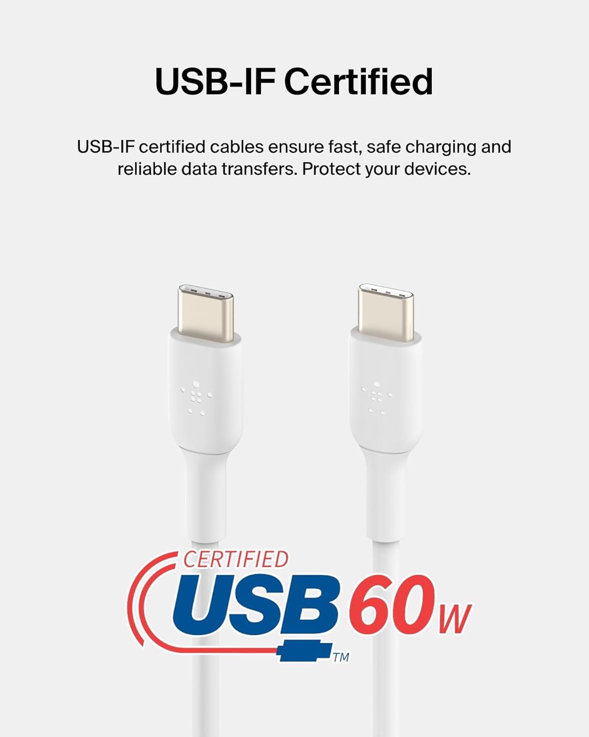 Belkin Boost Charge USB-C - USB-C Kablosu 60w, 1m, Beyaz