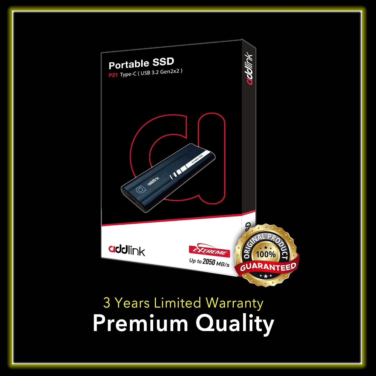 Addlink P21 2TB  2000-1950MB/s USB 3.2 Gen2 Type-C Portable Taşınabilir SSD AD2TBP21B2K