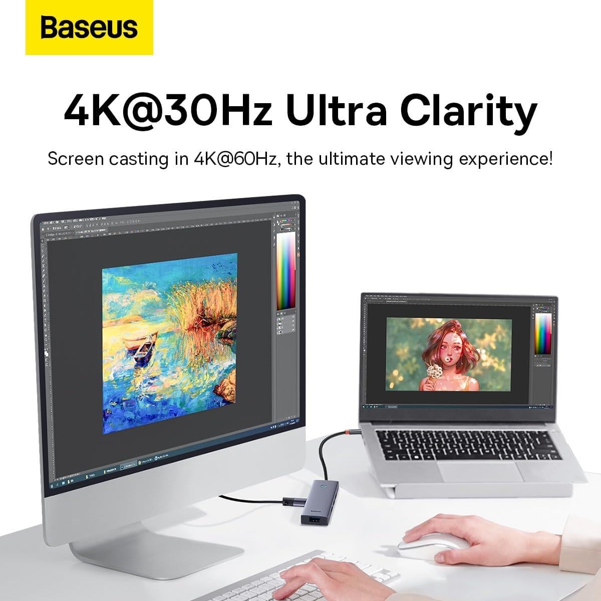 Baseus Ultra Joy 5 in 1 Multifonksiyonal Type-C Hub Dock Station - Uzay Gri