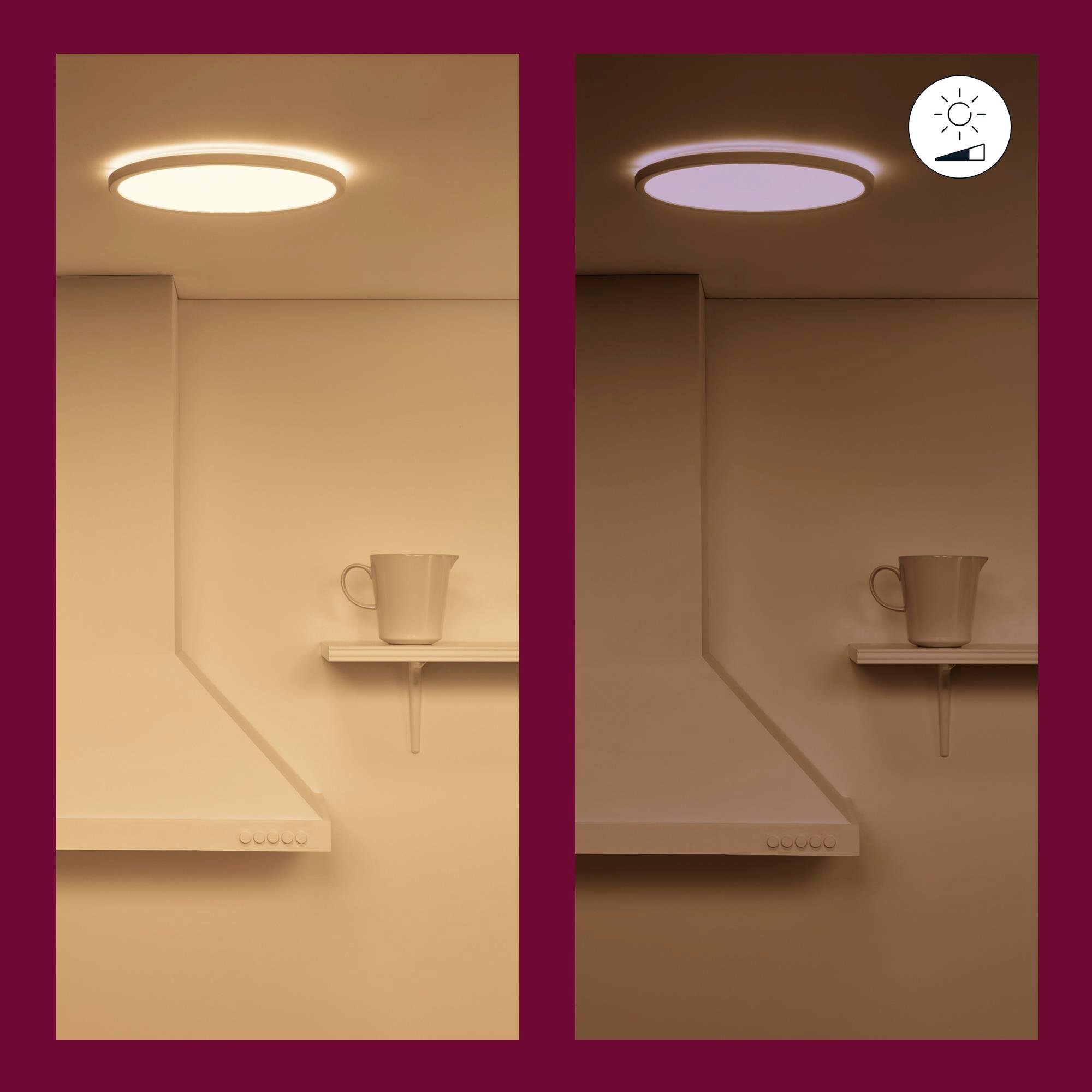 Wiz Rune SuperSlim Tavan Lambası Sarı Beyaz Işık / RGB Kenarlık
