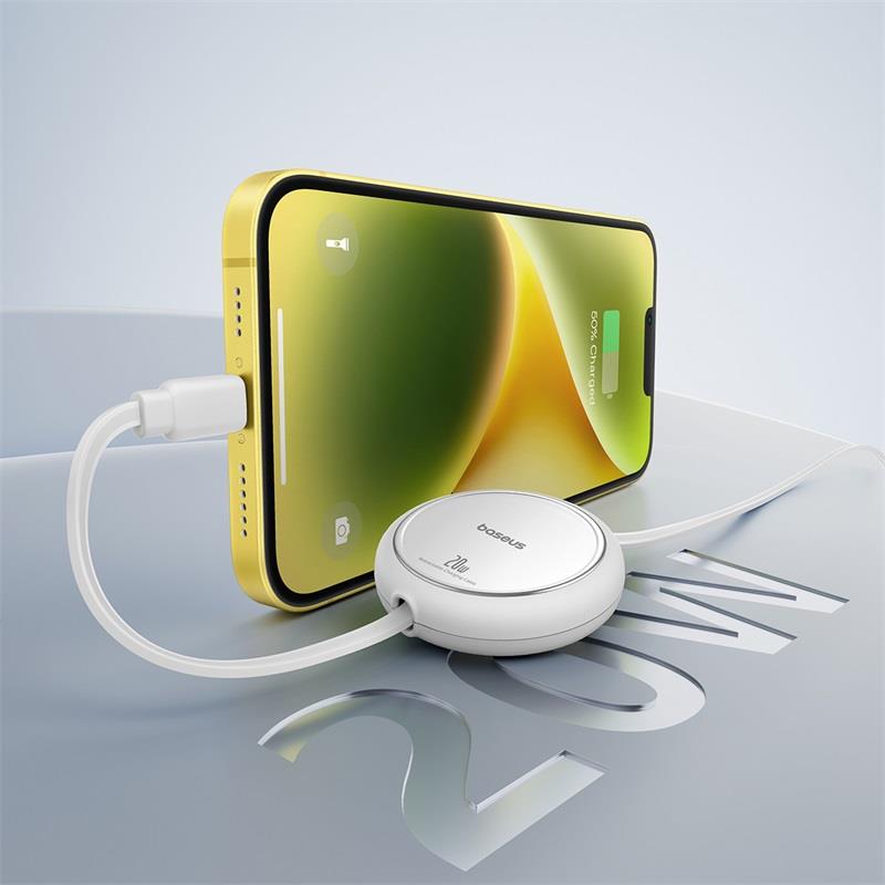 Baseus Free2Pull 20W USB-C to Lightning Kablo, Beyaz