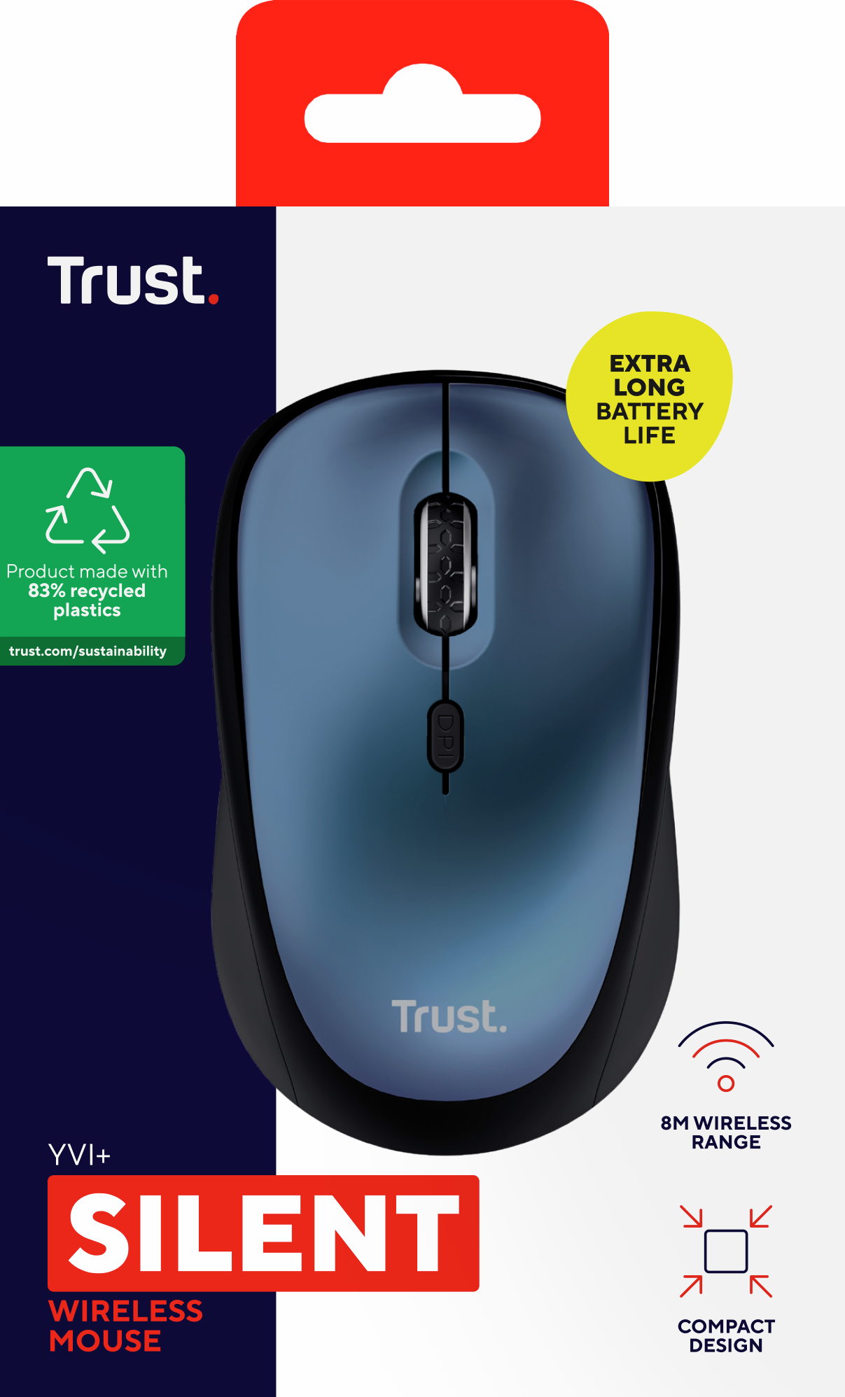 Trust 24551 Yvi+Sessiz Kablosuz Mouse - Mavi