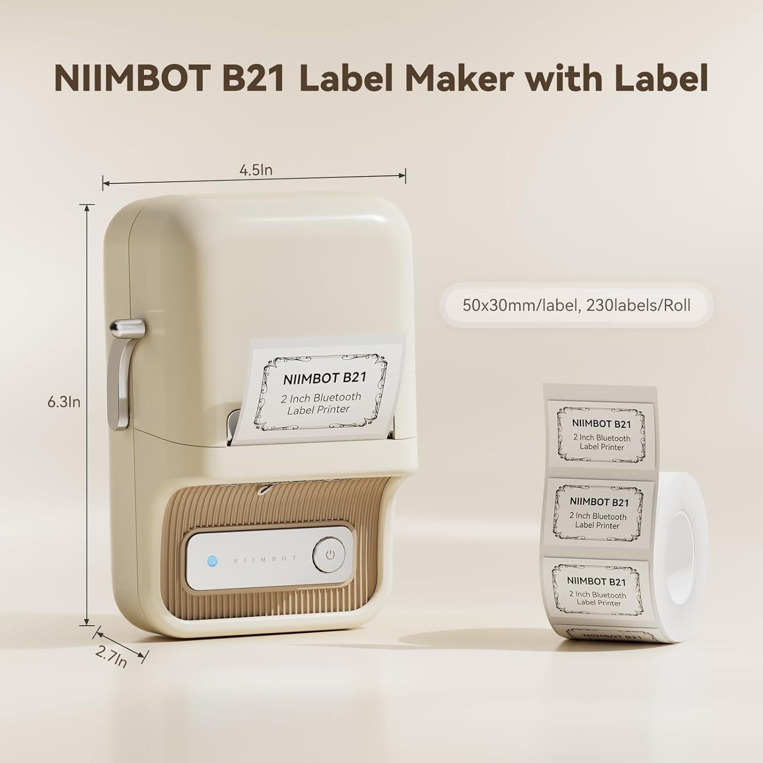 Niimbot B21S Krem Termal Etiket Yazıcı