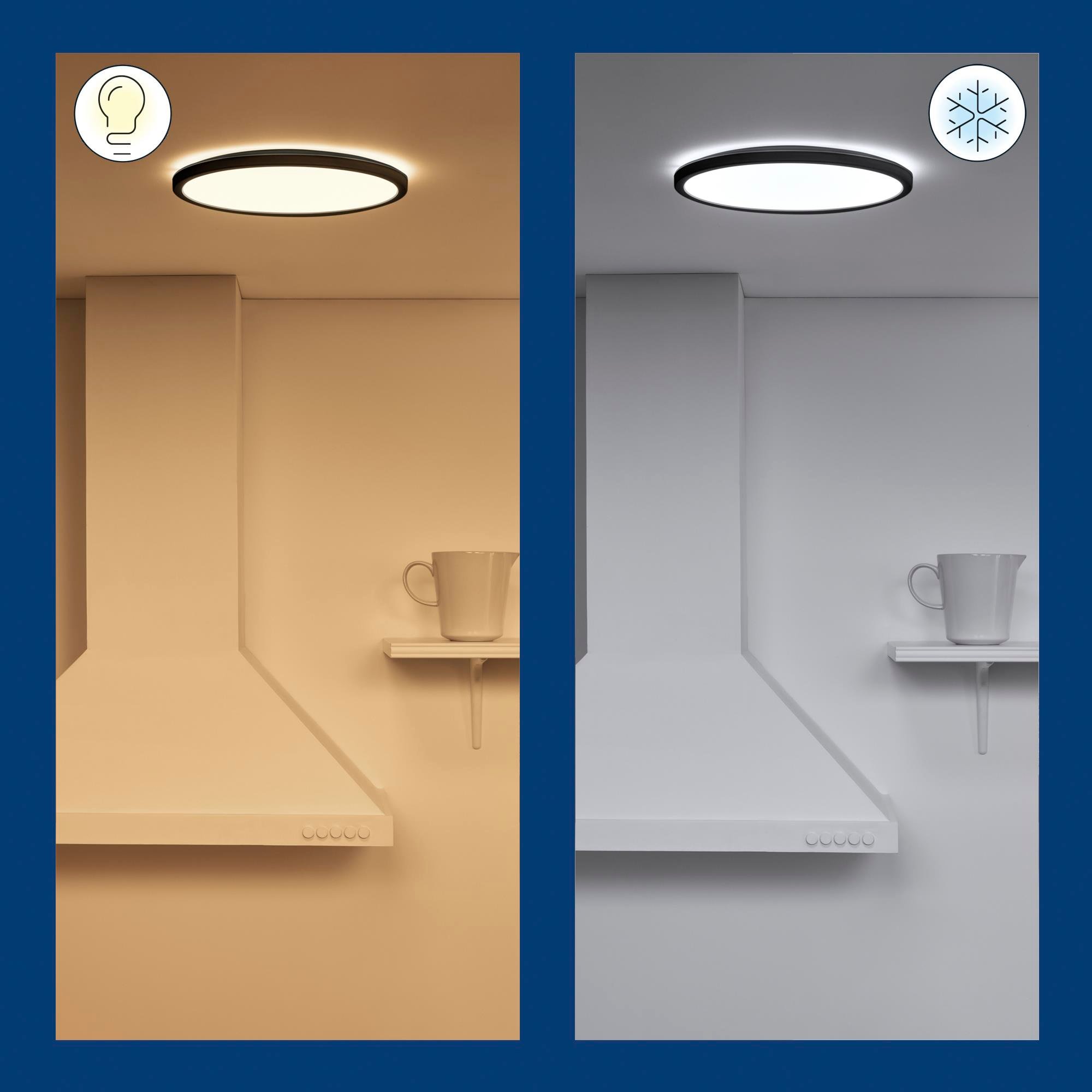 Wiz SuperSlim 32W Siyah Sıva Üstü RGB Akıllı LED Yuvarlak Panel Tavan Armatürü 55 cm çapında 3750 Lumen