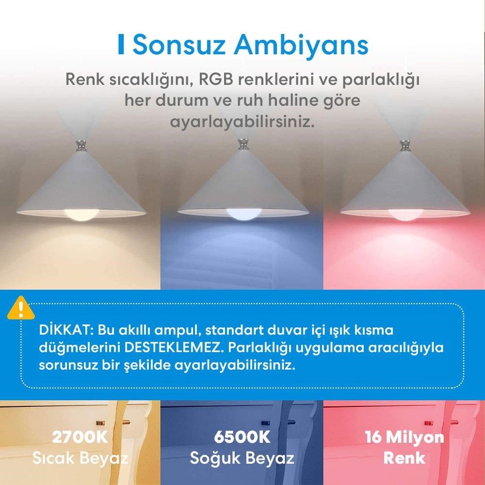 Meross Akıllı Rgb Ampül 810L/9W MSL120 (Apple HomeKit Destekli) 10'lu Paket