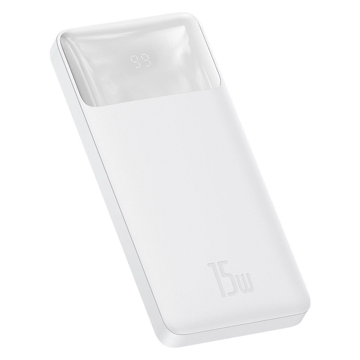 Baseus Bipow Overseas Edition Dijital Ekranlı 15W 10.000 mAh Powerbank - Beyaz