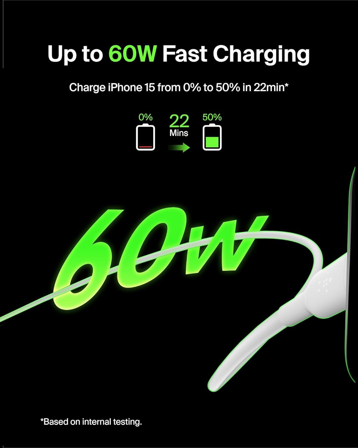 Belkin Boost Charge USB-C - USB-C Kablosu 60w, 1m, Beyaz