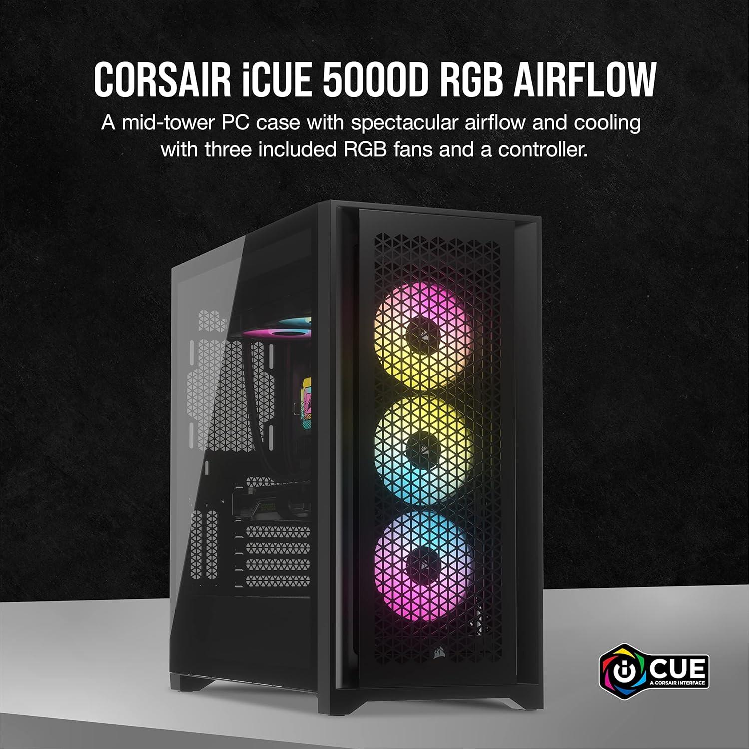 Corsair iCUE 5000D RGB AIRFLOW Mid-Tower Case Siyah CC-9011242-WW