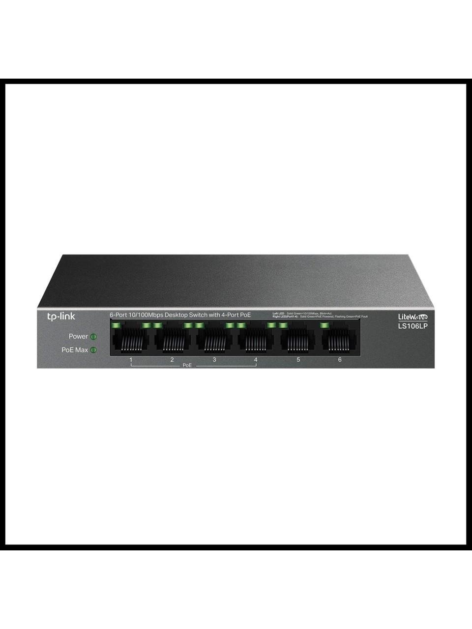 TP-Link LS106LP, Green Tech, 6 Port, Megabit, 4 Port Poe, Metal Kasa, 41W, Yönetilemez, Masaüstü Switch